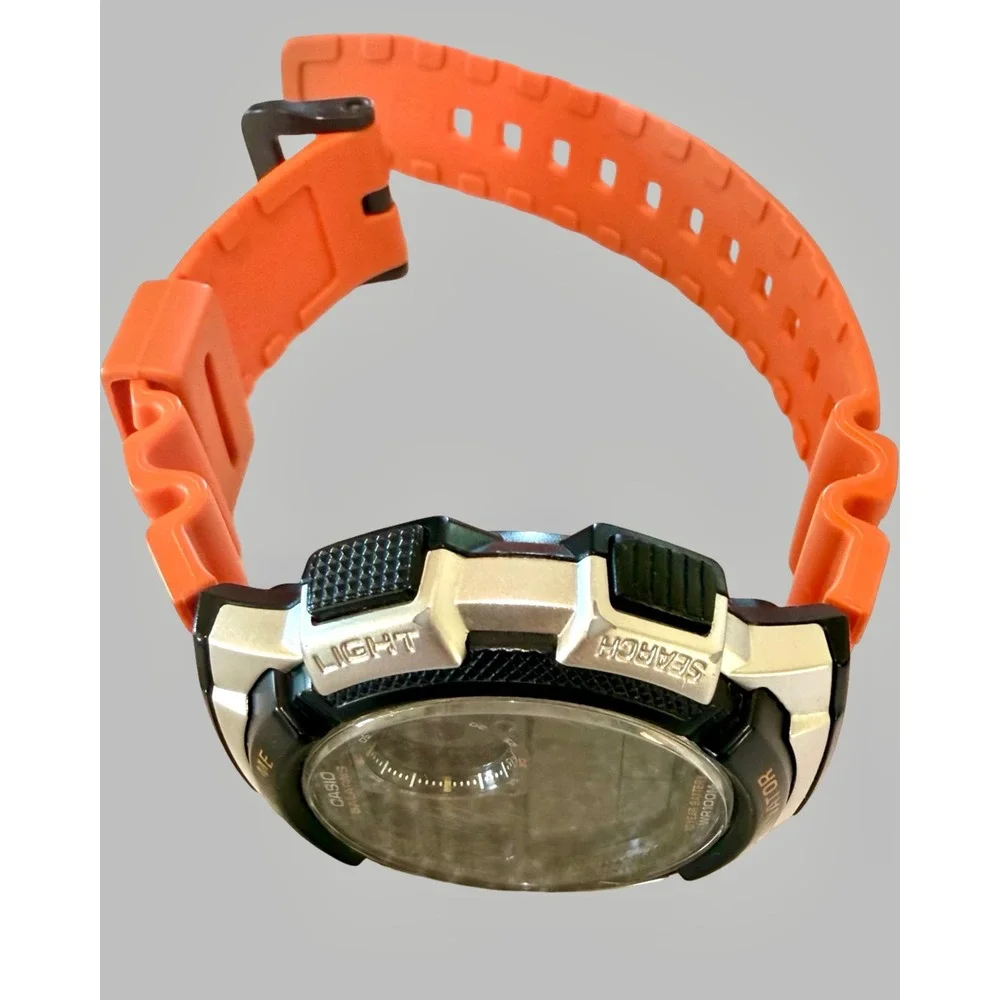 Casio AE-1000W-4BV World Time Digital Watch Orange Band 5 Alarms WR100M